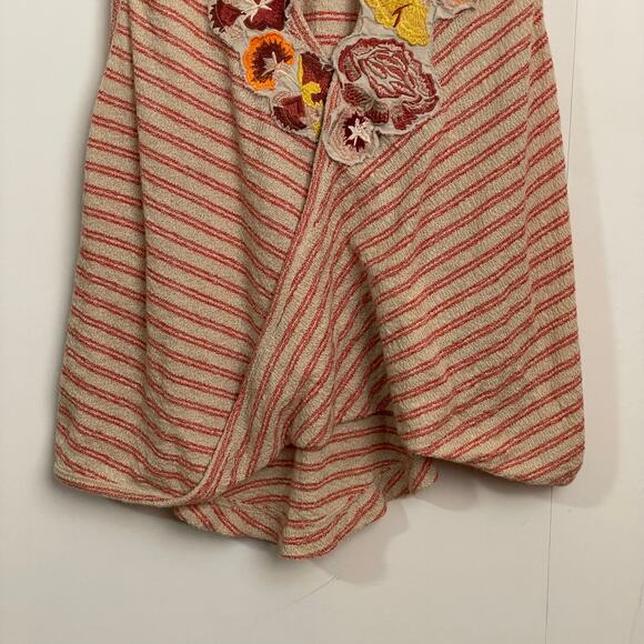 Free People XS stripe floral tank top summer beach cream bohemian boho casual - Picture 3 of 8